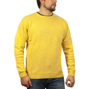 100% SHETLAND RAGG WOOL CREW Round Neck Knit JUMPER Pullover Mens Sweater Knitted - Corn (14) - S V563-SW-CN-CORN14-S