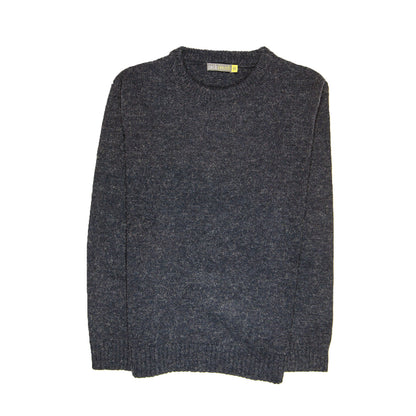 100% SHETLAND RAGG WOOL CREW Round Neck Knit JUMPER Pullover Mens Sweater Knitted - Navy - M V563-SW-CN-DNM45-M