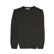 100% SHETLAND RAGG WOOL CREW Round Neck Knit JUMPER Pullover Mens Sweater Knitted - Plain Black - 3XL