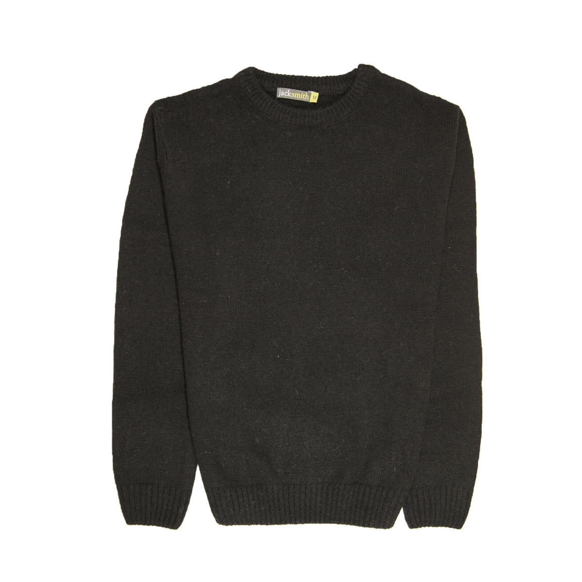 100% SHETLAND RAGG WOOL CREW Round Neck Knit JUMPER Pullover Mens Sweater Knitted - Plain Black - S V563-SW-CN-FBK-99B-S
