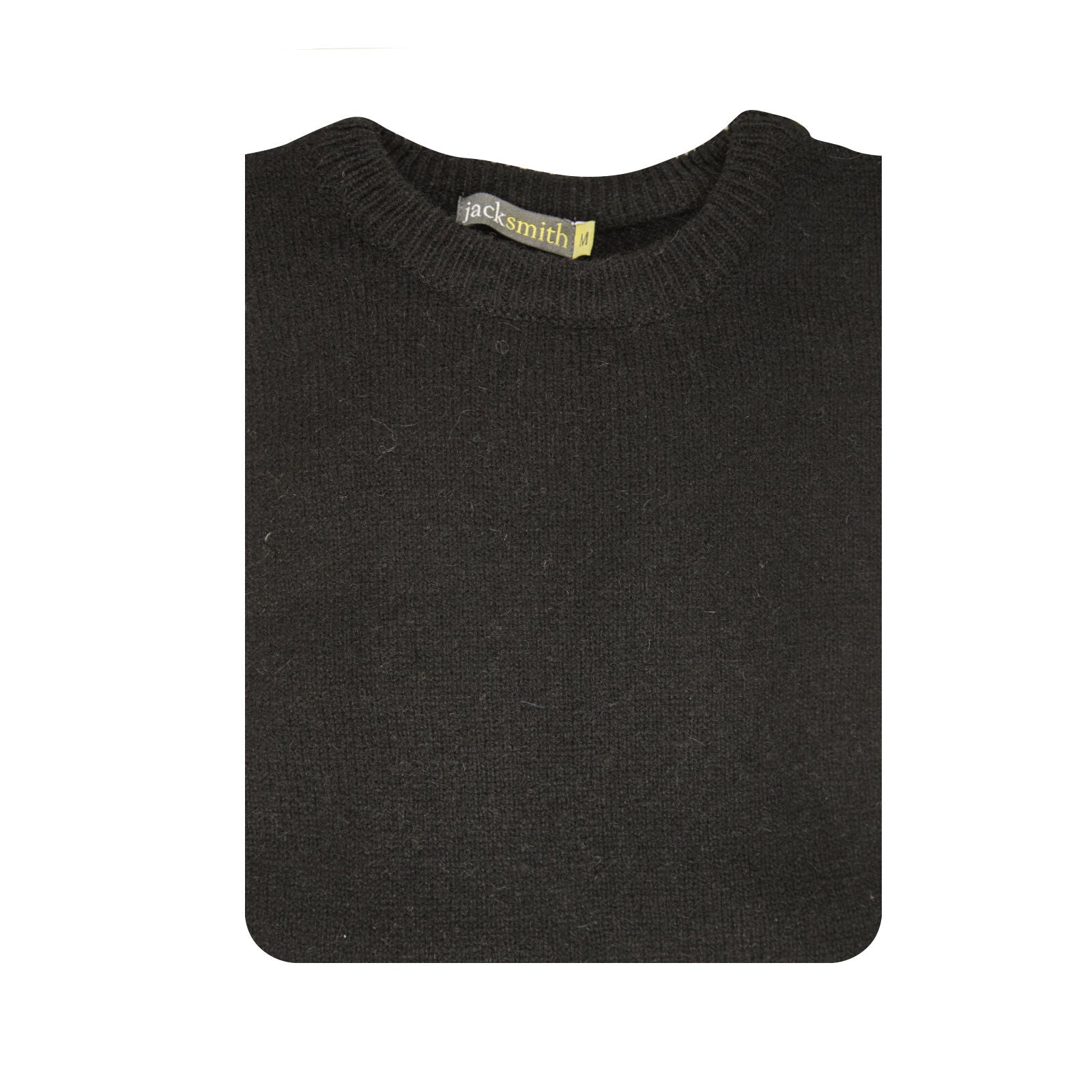 100% SHETLAND RAGG WOOL CREW Round Neck Knit JUMPER Pullover Mens Sweater Knitted - Plain Black - XL