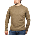 100% SHETLAND RAGG WOOL CREW Round Neck Knit JUMPER Pullover Mens Sweater Knitted - Nutmeg - 3XL