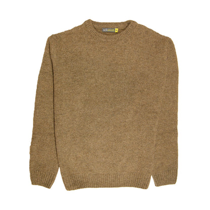100% SHETLAND RAGG WOOL CREW Round Neck Knit JUMPER Pullover Mens Sweater Knitted - Nutmeg - 4XL V563-SW-CN-NUTMEG23-4XL