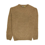 100% SHETLAND RAGG WOOL CREW Round Neck Knit JUMPER Pullover Mens Sweater Knitted - Nutmeg - XL