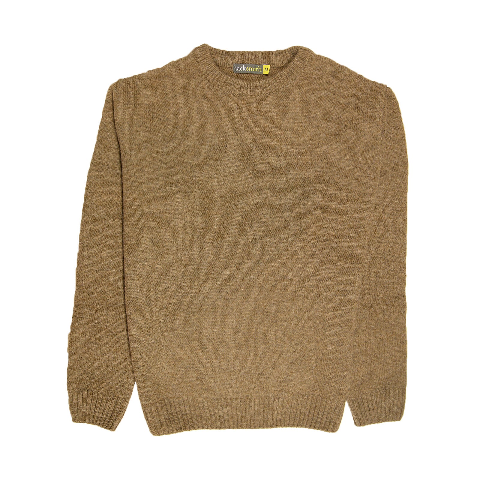 100% SHETLAND RAGG WOOL CREW Round Neck Knit JUMPER Pullover Mens Sweater Knitted - Nutmeg - XL