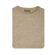 100% SHETLAND RAGG WOOL CREW Round Neck Knit JUMPER Pullover Mens Sweater Knitted - Beige - 3XL