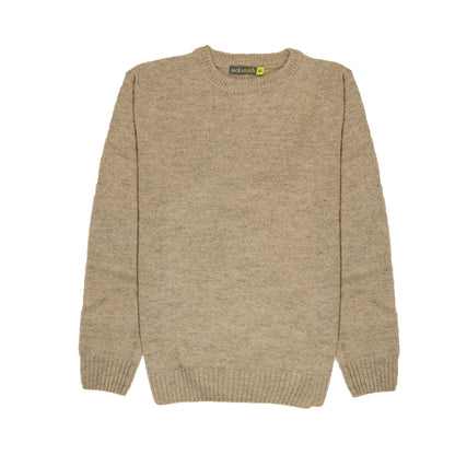 100% SHETLAND RAGG WOOL CREW Round Neck Knit JUMPER Pullover Mens Sweater Knitted - Beige - 4XL V563-SW-CN-OAT03-4XL