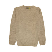 100% SHETLAND RAGG WOOL CREW Round Neck Knit JUMPER Pullover Mens Sweater Knitted - Beige - XL