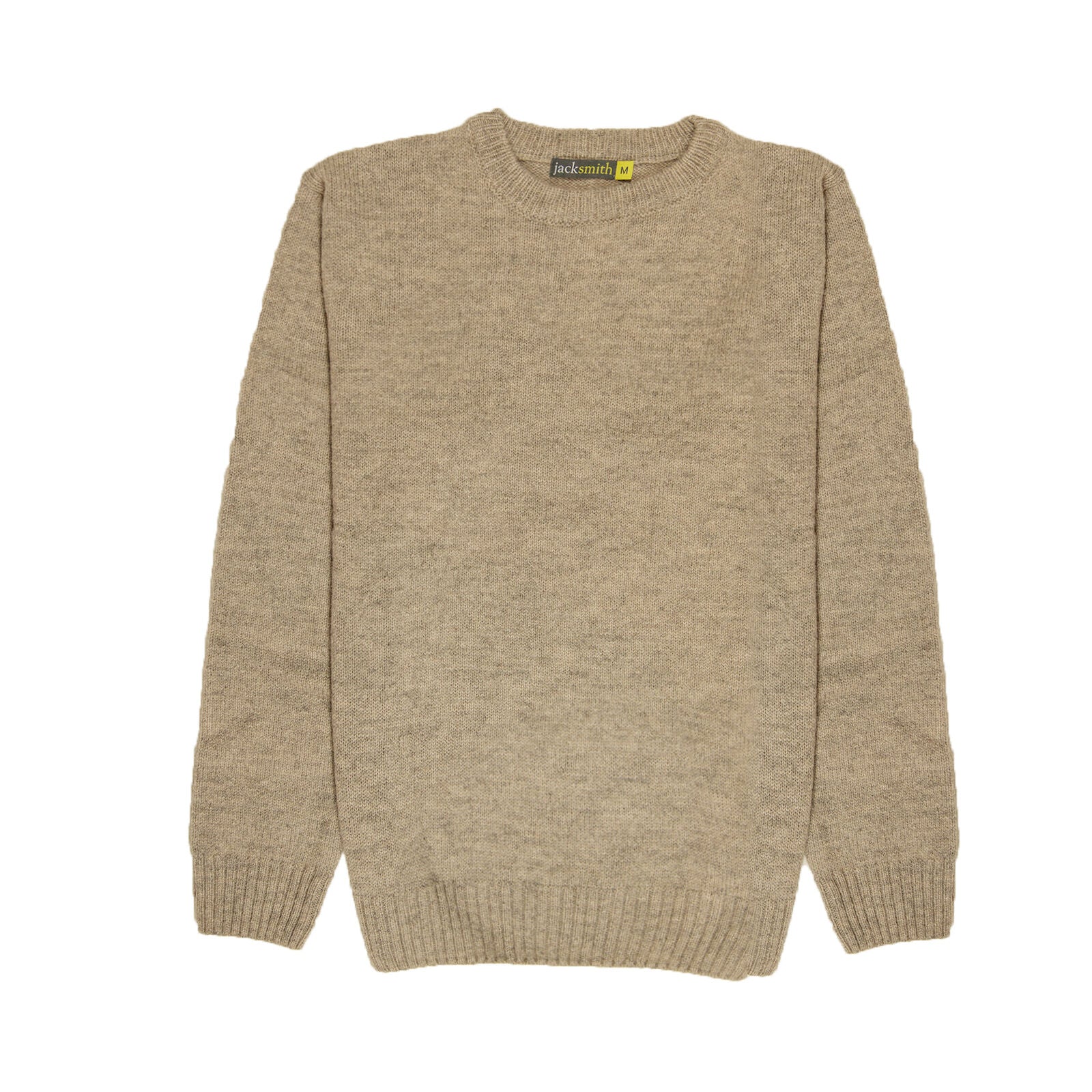 100% SHETLAND RAGG WOOL CREW Round Neck Knit JUMPER Pullover Mens Sweater Knitted - Beige - XL