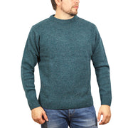 100% SHETLAND RAGG WOOL CREW Round Neck Knit JUMPER Pullover Mens Sweater Knitted - Sherwood - 3XL