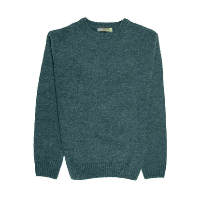 100% SHETLAND RAGG WOOL CREW Round Neck Knit JUMPER Pullover Mens Sweater Knitted - Sherwood - 6XL V563-SW-CN-SHD-32-6XL