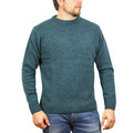 100% SHETLAND RAGG WOOL CREW Round Neck Knit JUMPER Pullover Mens Sweater Knitted - Sherwood - XL