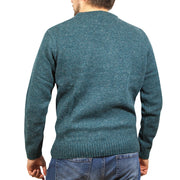 100% SHETLAND RAGG WOOL CREW Round Neck Knit JUMPER Pullover Mens Sweater Knitted - Sherwood - XXL