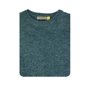100% SHETLAND RAGG WOOL CREW Round Neck Knit JUMPER Pullover Mens Sweater Knitted - Sherwood - XXL