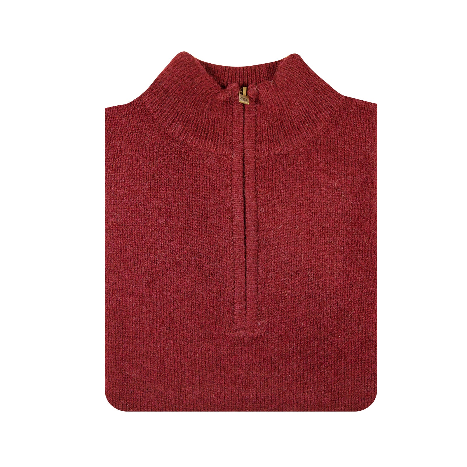 100% SHETLAND RAGG WOOL Half Zip Up Knit JUMPER Pullover Mens Sweater Knitted - Burgundy - 3XL