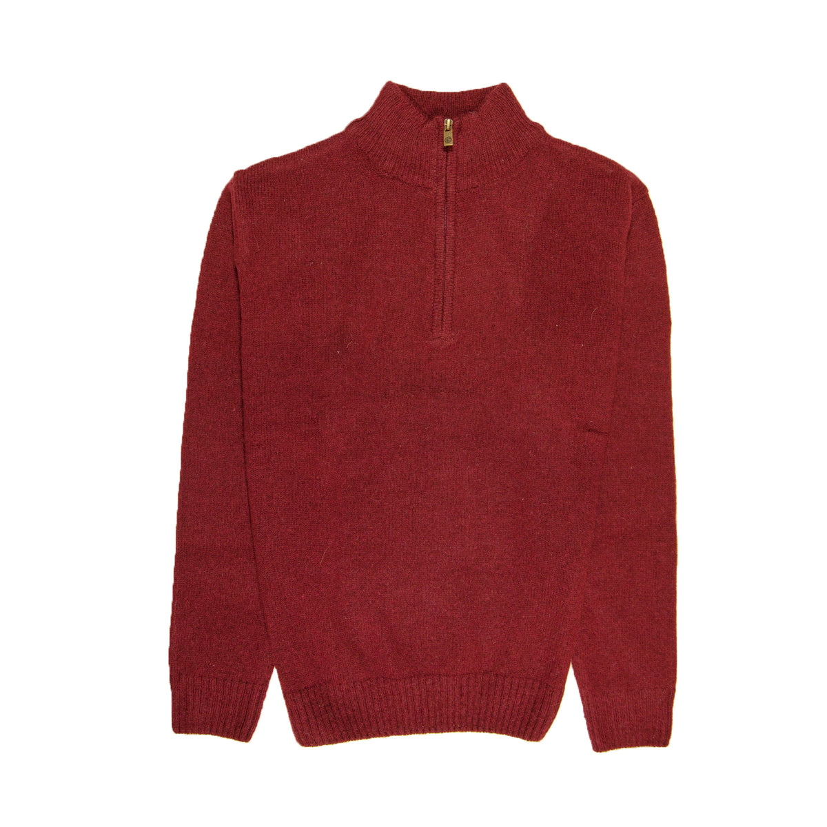 100% SHETLAND RAGG WOOL Half Zip Up Knit JUMPER Pullover Mens Sweater Knitted - Burgundy - M V563-SW-HZ-BRGNDY97-M
