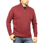 100% SHETLAND RAGG WOOL Half Zip Up Knit JUMPER Pullover Mens Sweater Knitted - Burgundy - XL V563-SW-HZ-BRGNDY97-XL