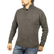 100% SHETLAND RAGG WOOL Half Zip Up Knit JUMPER Pullover Mens Sweater Knitted - Charcoal - 6XL V563-SW-HZ-CHRCL29-6XL