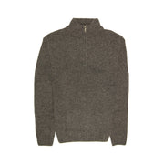 100% SHETLAND RAGG WOOL Half Zip Up Knit JUMPER Pullover Mens Sweater Knitted - Charcoal - XXL