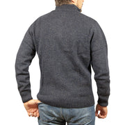 100% SHETLAND RAGG WOOL Half Zip Up Knit JUMPER Pullover Mens Sweater Knitted - Denim Blue (45) - 3XL - S V563-SW-HZ-DNMBLU45-S