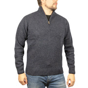 100% SHETLAND RAGG WOOL Half Zip Up Knit JUMPER Pullover Mens Sweater Knitted - Denim Blue (45) - 3XL - XXL V563-SW-HZ-DNMBLU45-XXL