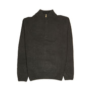 100% SHETLAND RAGG WOOL Half Zip Up Knit JUMPER Pullover Mens Sweater Knitted - Plain Black - 3XL