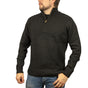 100% SHETLAND RAGG WOOL Half Zip Up Knit JUMPER Pullover Mens Sweater Knitted - Plain Black - 6XL V563-SW-HZ-FBK99B-6XL