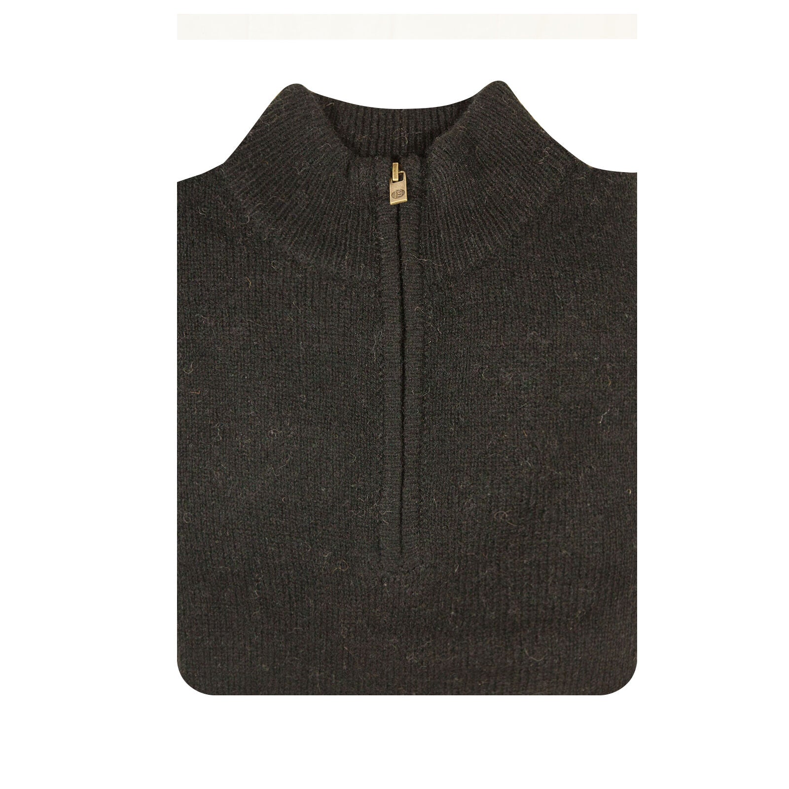 100% SHETLAND RAGG WOOL Half Zip Up Knit JUMPER Pullover Mens Sweater Knitted - Plain Black - XL