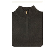 100% SHETLAND RAGG WOOL Half Zip Up Knit JUMPER Pullover Mens Sweater Knitted - Plain Black - XXL