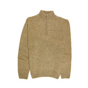 100% SHETLAND RAGG WOOL Half Zip Up Knit JUMPER Pullover Mens Sweater Knitted - Nutmeg - M V563-SW-HZ-NUTMEG23-M