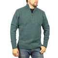 100% SHETLAND RAGG WOOL Half Zip Up Knit JUMPER Pullover Mens Sweater Knitted - Sherwood - M V563-SW-HZ-SHWD32-M