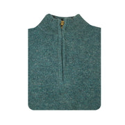 100% SHETLAND RAGG WOOL Half Zip Up Knit JUMPER Pullover Mens Sweater Knitted - Sherwood - XXL
