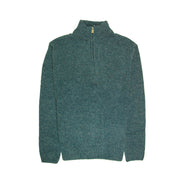 100% SHETLAND RAGG WOOL Half Zip Up Knit JUMPER Pullover Mens Sweater Knitted - Sherwood - XXL