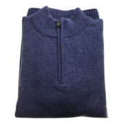 100% SHETLAND RAGG WOOL Half Zip Up Knit JUMPER Pullover Mens Sweater Knitted - Sky (40) - XL V563-SW-HZ-SKY40-XL