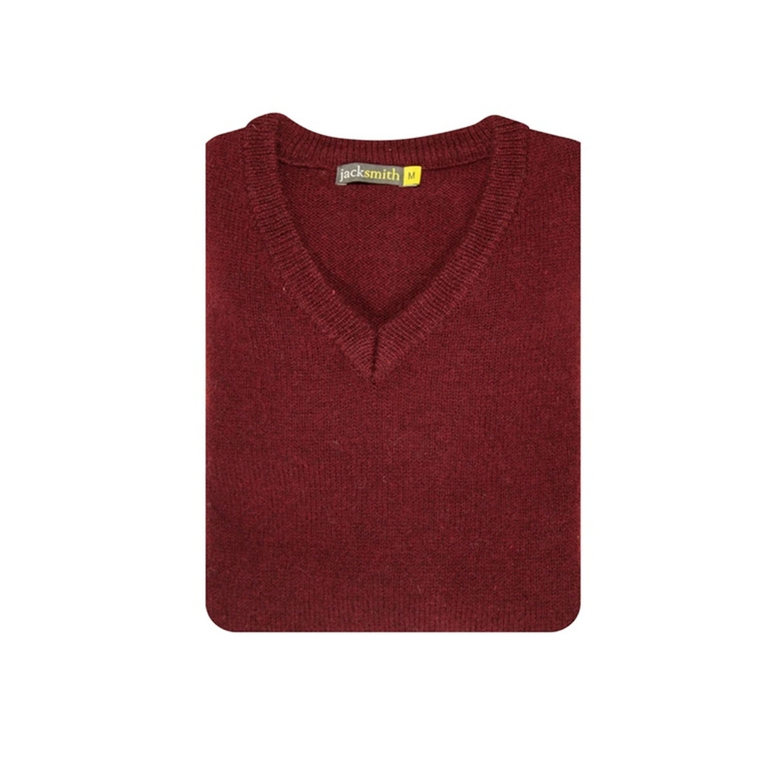 100% Shetland Ragg Wool V Neck Knit Jumper Pullover Mens Sweater Knitted - Burgundy - 3XL