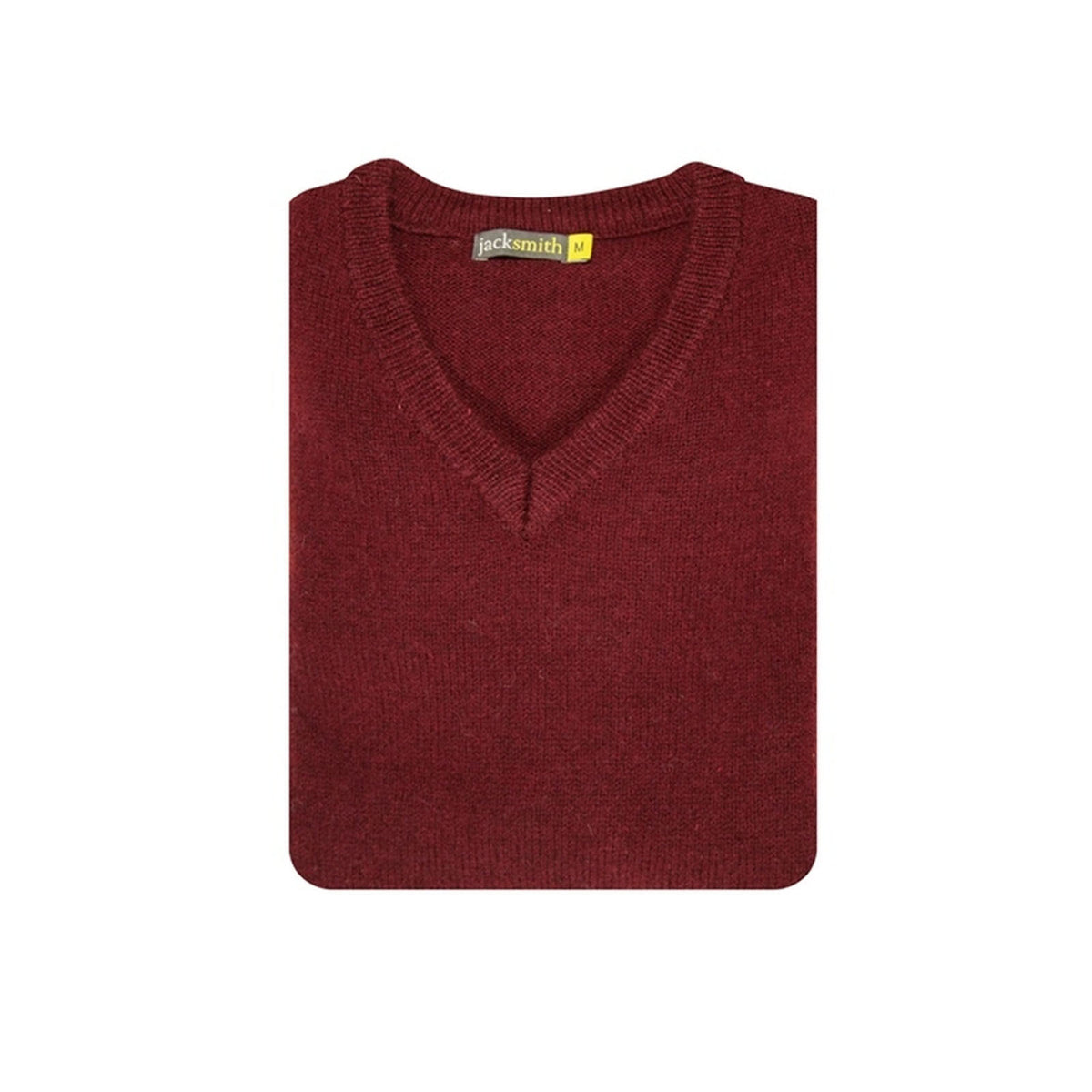 100% Shetland Ragg Wool V Neck Knit Jumper Pullover Mens Sweater Knitted - Burgundy - M V563-SW-VN-BURG97-M