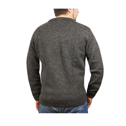 100% Shetland Ragg Wool V Neck Knit Jumper Pullover Mens Sweater Knitted - Charcoal - 3XL V563-SW-VN-CH29-3XL