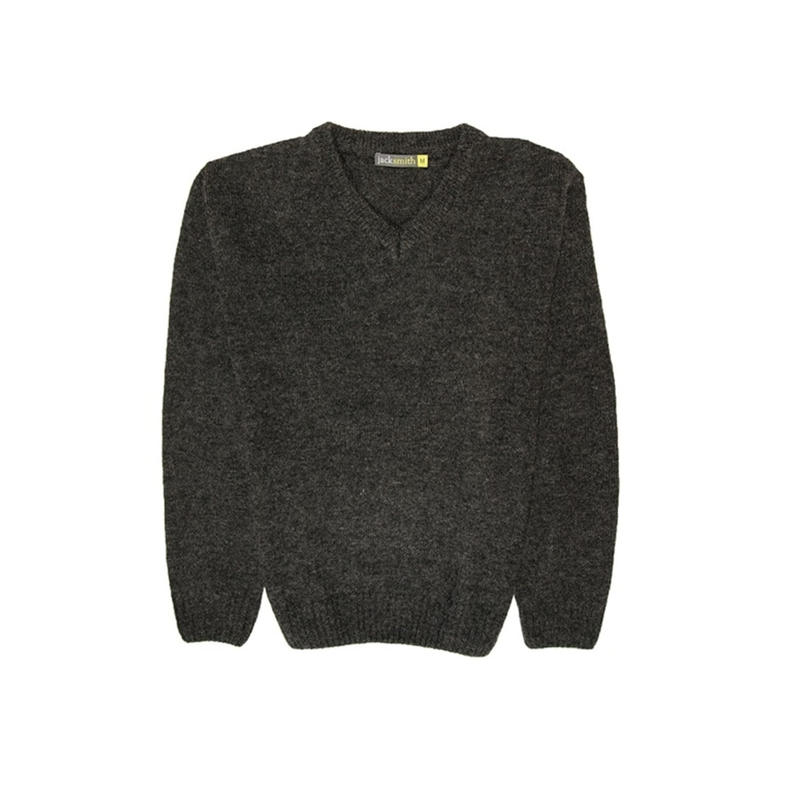 100% Shetland Ragg Wool V Neck Knit Jumper Pullover Mens Sweater Knitted - Charcoal - 3XL