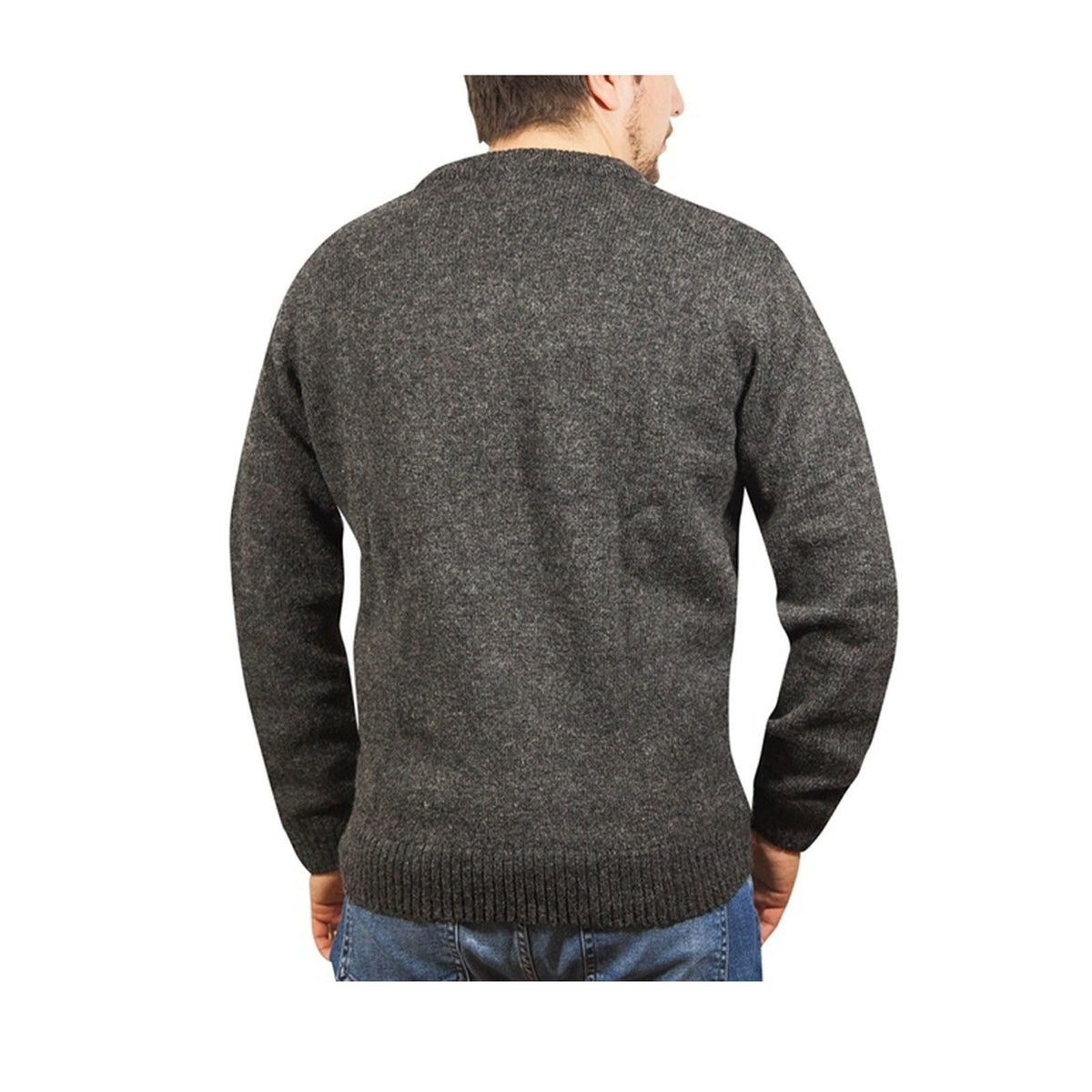 100% Shetland Ragg Wool V Neck Knit Jumper Pullover Mens Sweater Knitted - Charcoal - 4XL V563-SW-VN-CH29-4XL
