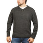 100% Shetland Ragg Wool V Neck Knit Jumper Pullover Mens Sweater Knitted - Charcoal - 6XL V563-SW-VN-CH29-6XL