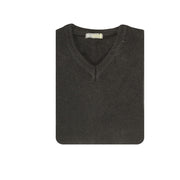 100% Shetland Ragg Wool V Neck Knit Jumper Pullover Mens Sweater Knitted - Plain Black - 3XL