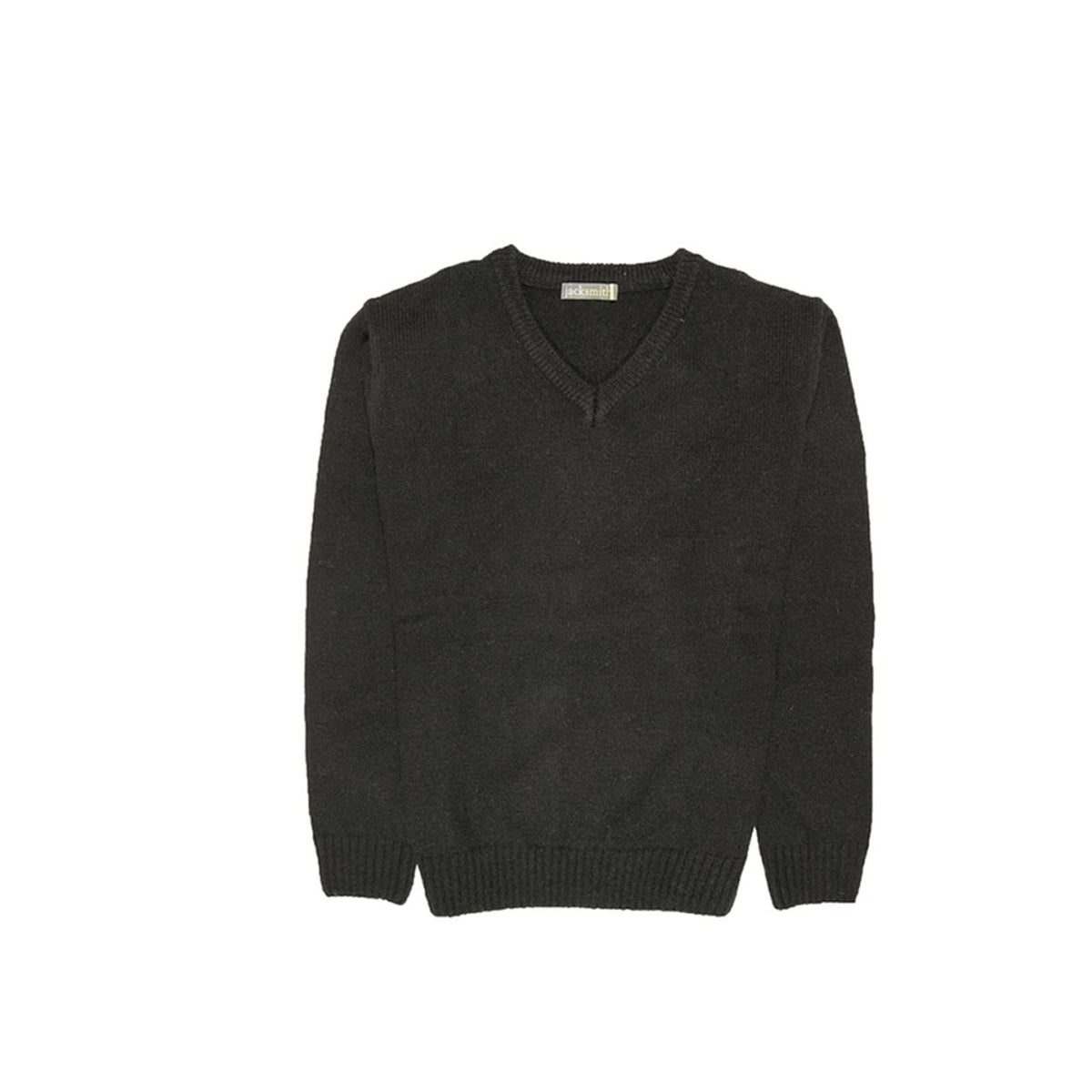 100% Shetland Ragg Wool V Neck Knit Jumper Pullover Mens Sweater Knitted - Plain Black - 4XL V563-SW-VN-FBK99B-4XL