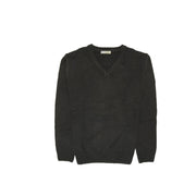 100% Shetland Ragg Wool V Neck Knit Jumper Pullover Mens Sweater Knitted - Plain Black - XXL