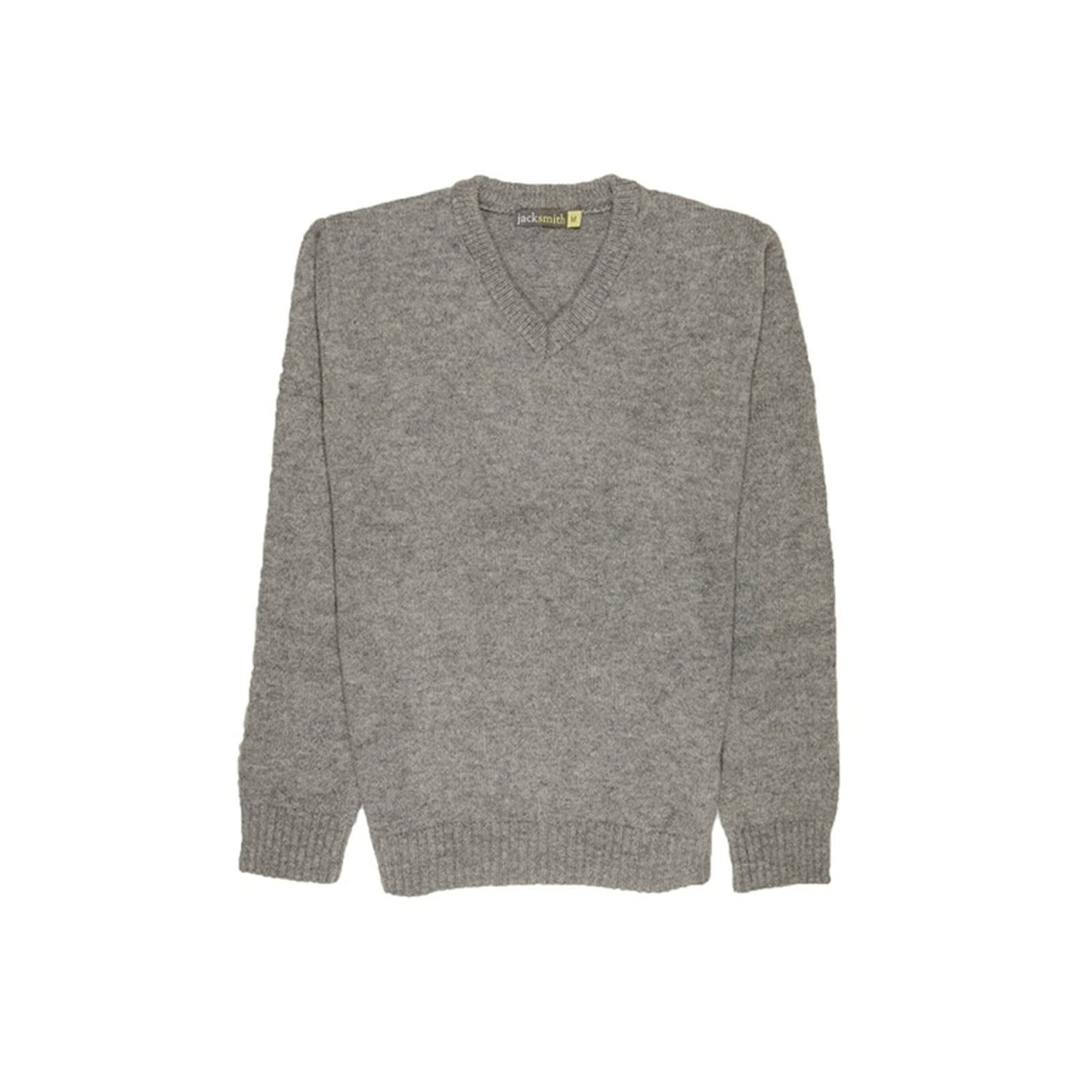 100% Shetland Ragg Wool V Neck Knit Jumper Pullover Mens Sweater Knitted - Grey - M V563-SW-VN-GRY21-M