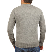 100% Shetland Ragg Wool V Neck Knit Jumper Pullover Mens Sweater Knitted - Grey - XXL