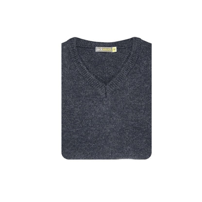 100% Shetland Ragg Wool V Neck Knit Jumper Pullover Mens Sweater Knitted - Navy - L V563-SW-VN-NAVY45-L