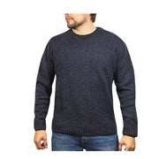 100% Shetland Ragg Wool V Neck Knit Jumper Pullover Mens Sweater Knitted - Navy - XL
