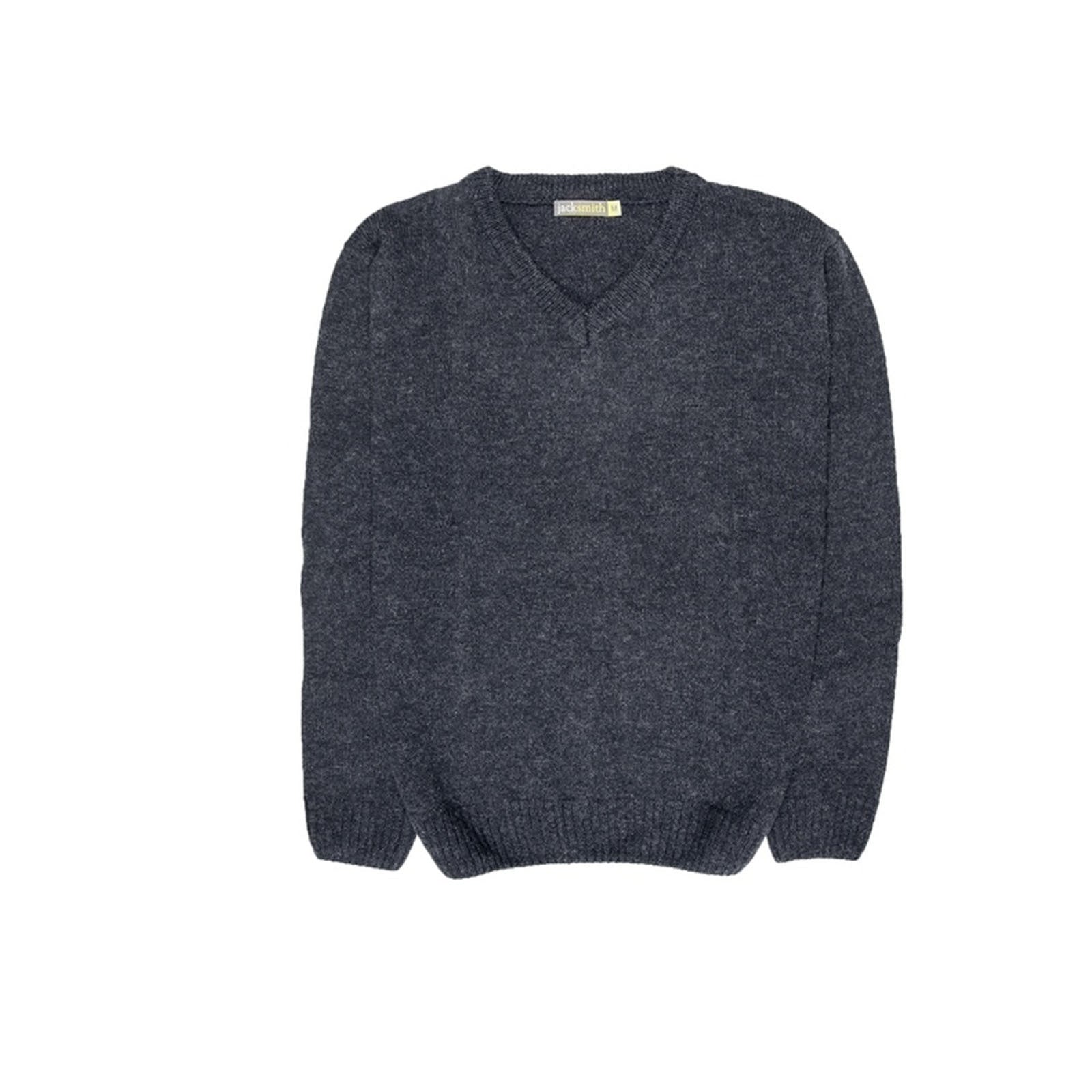 100% Shetland Ragg Wool V Neck Knit Jumper Pullover Mens Sweater Knitted - Navy - XL