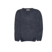 100% Shetland Ragg Wool V Neck Knit Jumper Pullover Mens Sweater Knitted - Navy - XXL