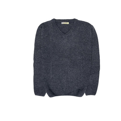 100% Shetland Ragg Wool V Neck Knit Jumper Pullover Mens Sweater Knitted - Navy - XXL V563-SW-VN-NAVY45-XXL